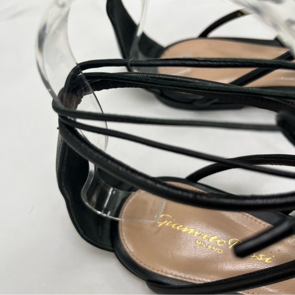 Gianvito Rossi Black Leather Strappy tie up wrap up sandal size 7 - Picture 5 of 10